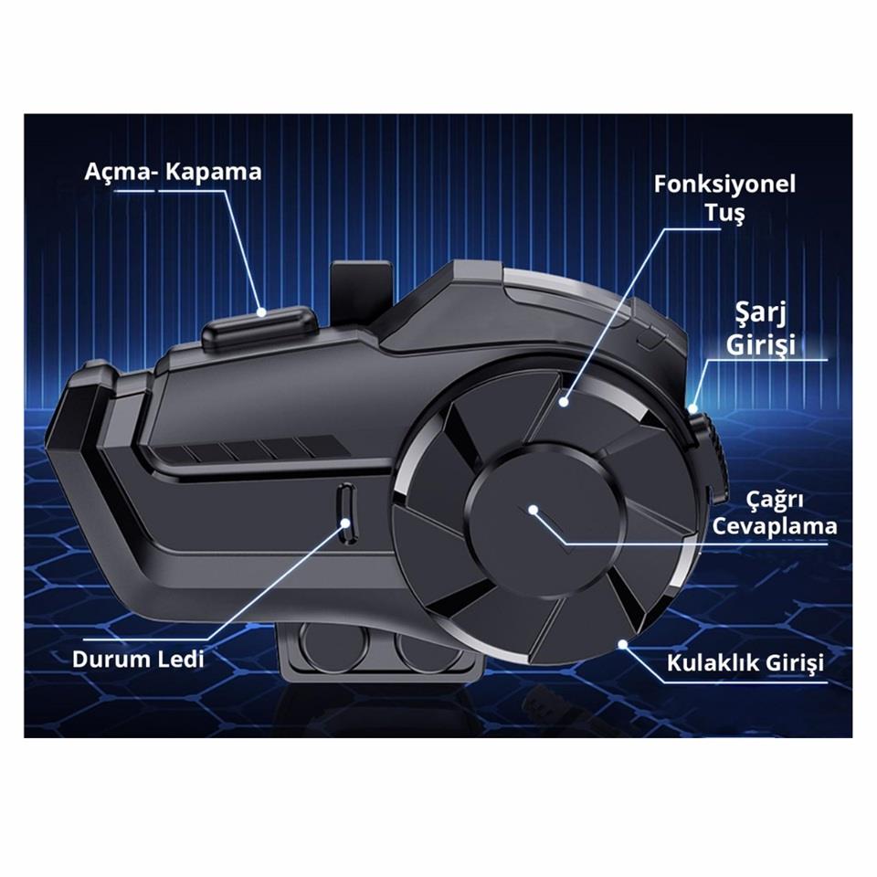 MOTOSIKLET KASK BLUETOOTH KULAKLIK (INTERCOM) (SU GEÇİRMEZ)