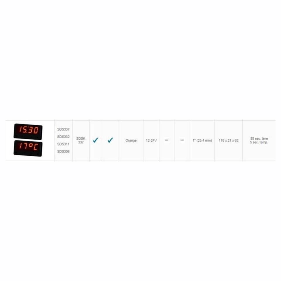 SANEL 12V-24V DİJİTAL ZAMAN SAATİ (İÇ VE DIŞ TERMOMETRELİ) (118*62*21 MM)