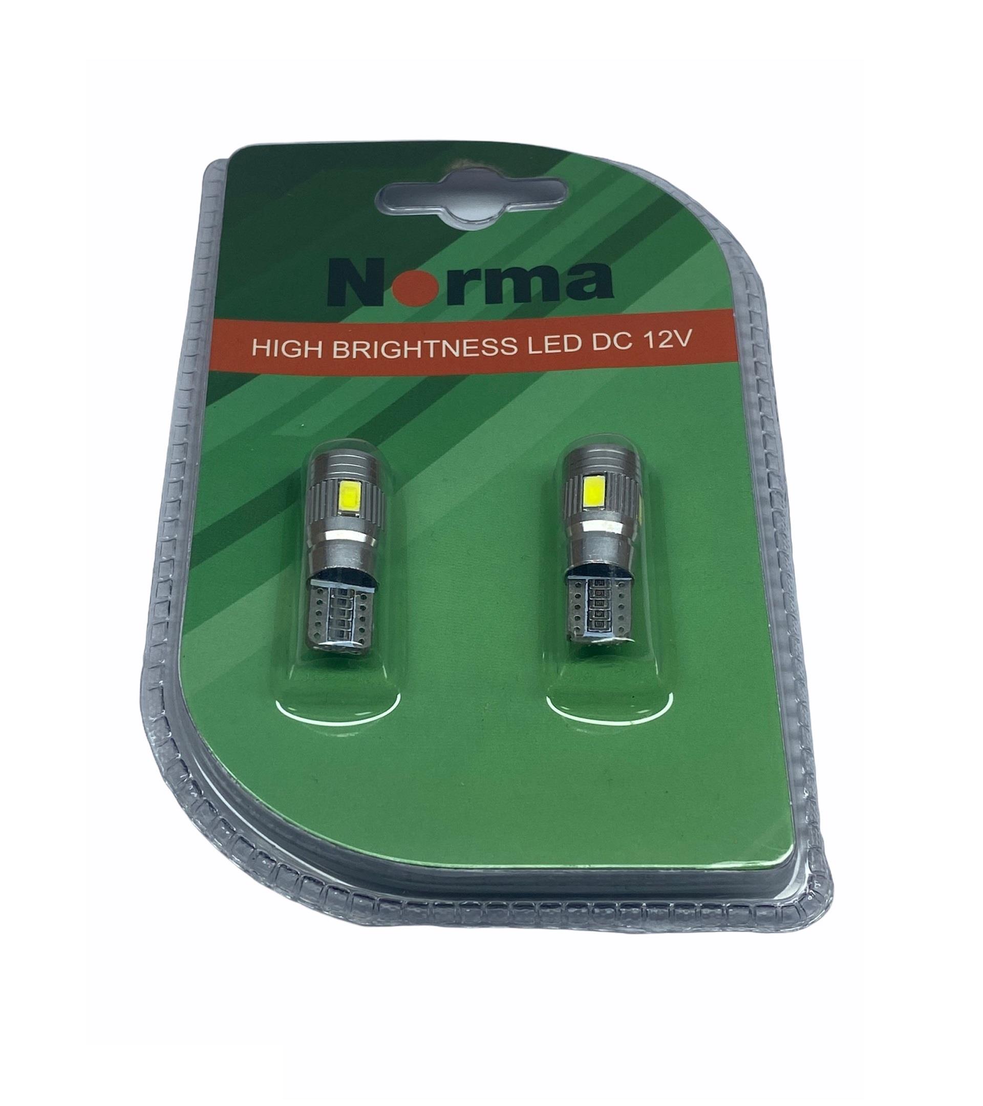 NORMA 12V DİPSİZ AMPUL T10 (6 LEDLİ) BEYAZ CB MERCEKLİ (2 AD) 