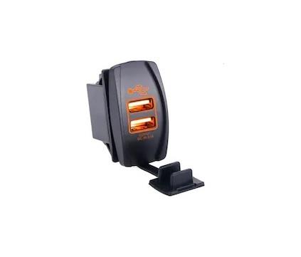 12V-24V TELEFON ŞARJ CİHAZI (USB) (3.1A) (ANAHTAR TİPİ) (SARI IŞIK)