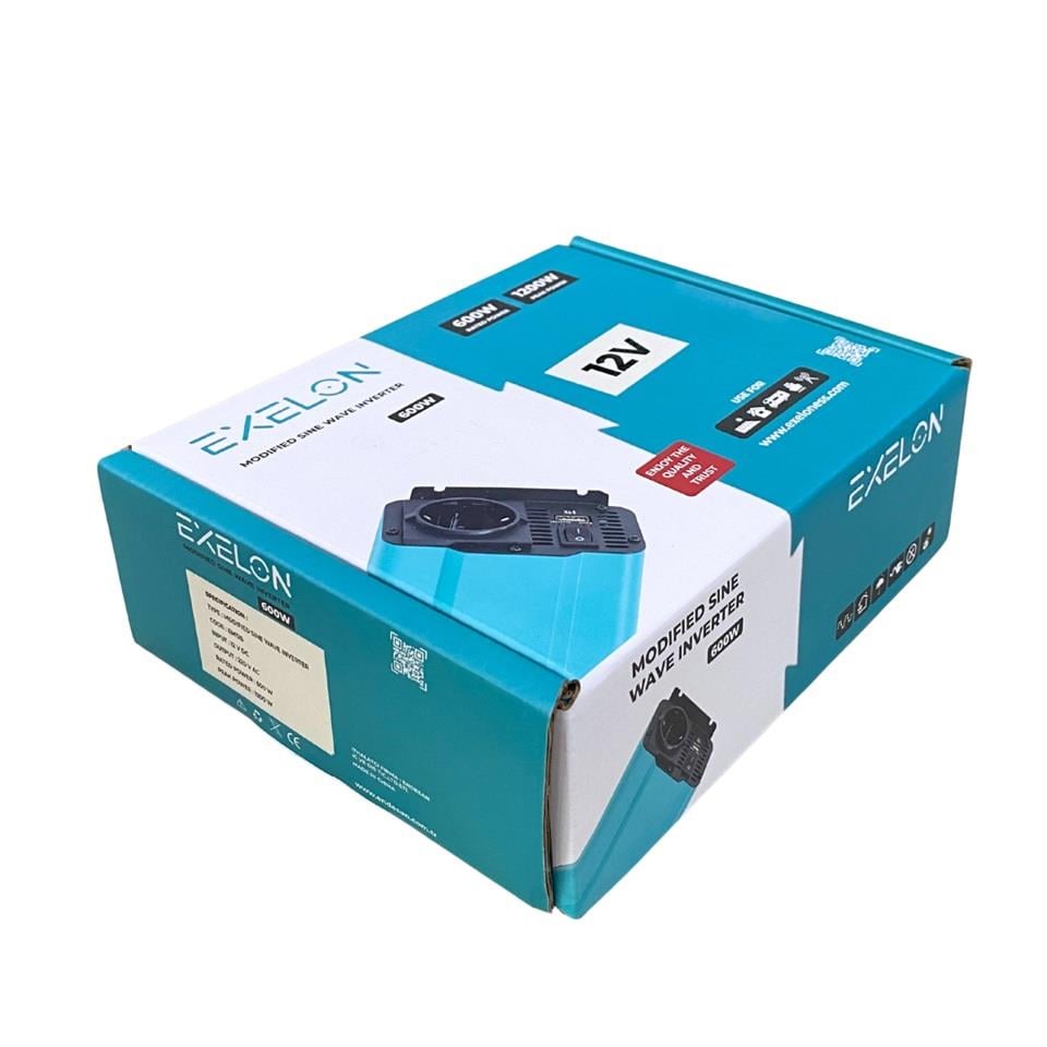 EXELON 12V DC > 220V AC İNVERTER 600W (MODİFİYE SİNÜS) (USB ÇIKIŞLI-MAŞALI)