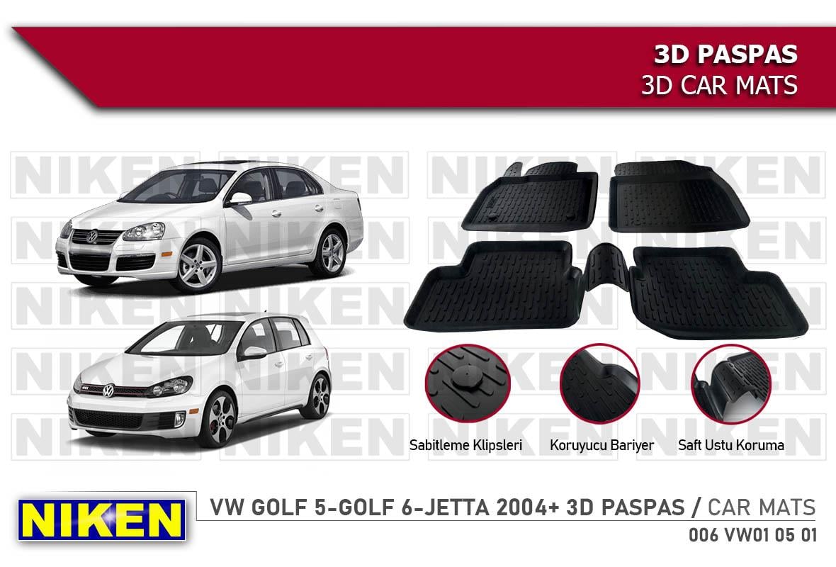 3D ARAÇ PASPASI (SİYAH) (4 PARÇA) VW GOLF/JETTA 2004-2010 ( SABİTLEME KLİPSİ YOK )
