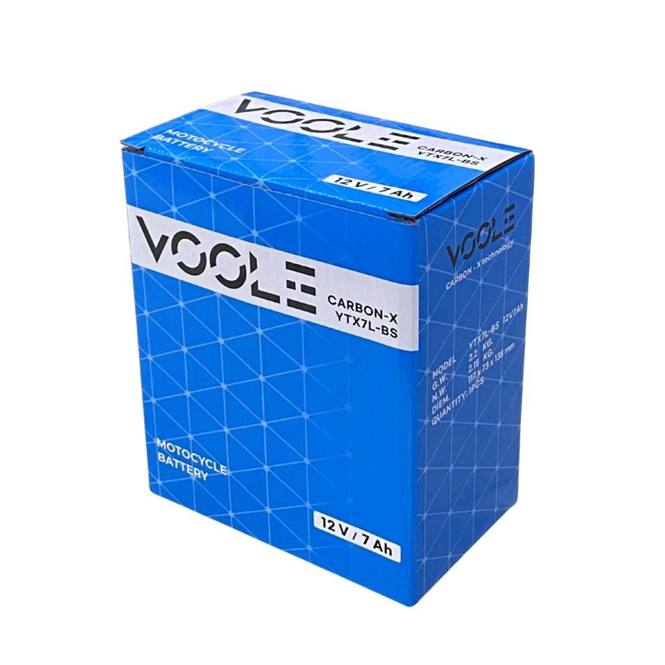 VOOLE 12V 7 AH MOTOSİKLET AKÜSÜ CARBON-X (113*70*130 MM) (YTX7L-BS)