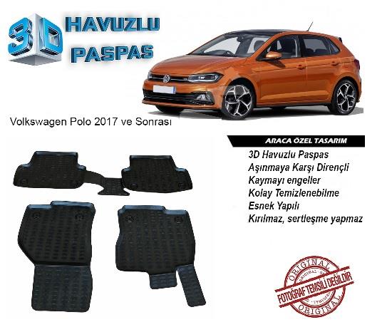 3D ARAÇ PASPASI SİYAH (4 PARÇA) VW POLO 2017 >