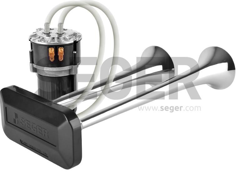 SEGER 24V 2'Lİ HAVALI KORNA FALA-FALA (KROM) (KOMPRESÖRLÜ)