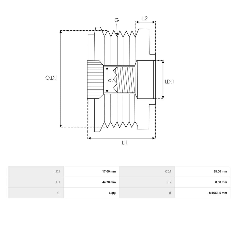 ALTERNATÖR KASNAK RULMANLI 6-KANAL HYUNDAI ATOS/ELANTRA/I10/I20/I30-KIA CARENS/CEED/OPTIMA/PICANTO