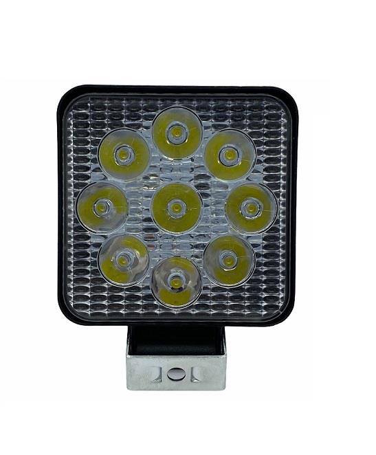12V-24V OFF-ROAD MOTOSİKLET LAMBA KARE BEYAZ (9 X 3W POWER LEDLİ) (84*84 MM)