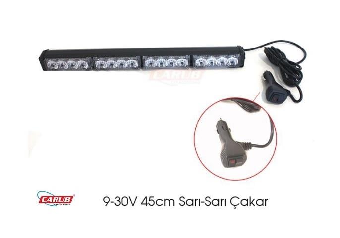 9V-30V ÇAKAR LED LAMBA OFF-ROAD (16 LEDLİ) (17 FONKSİYONLU) (SARI-SARI) (440*37 MM)