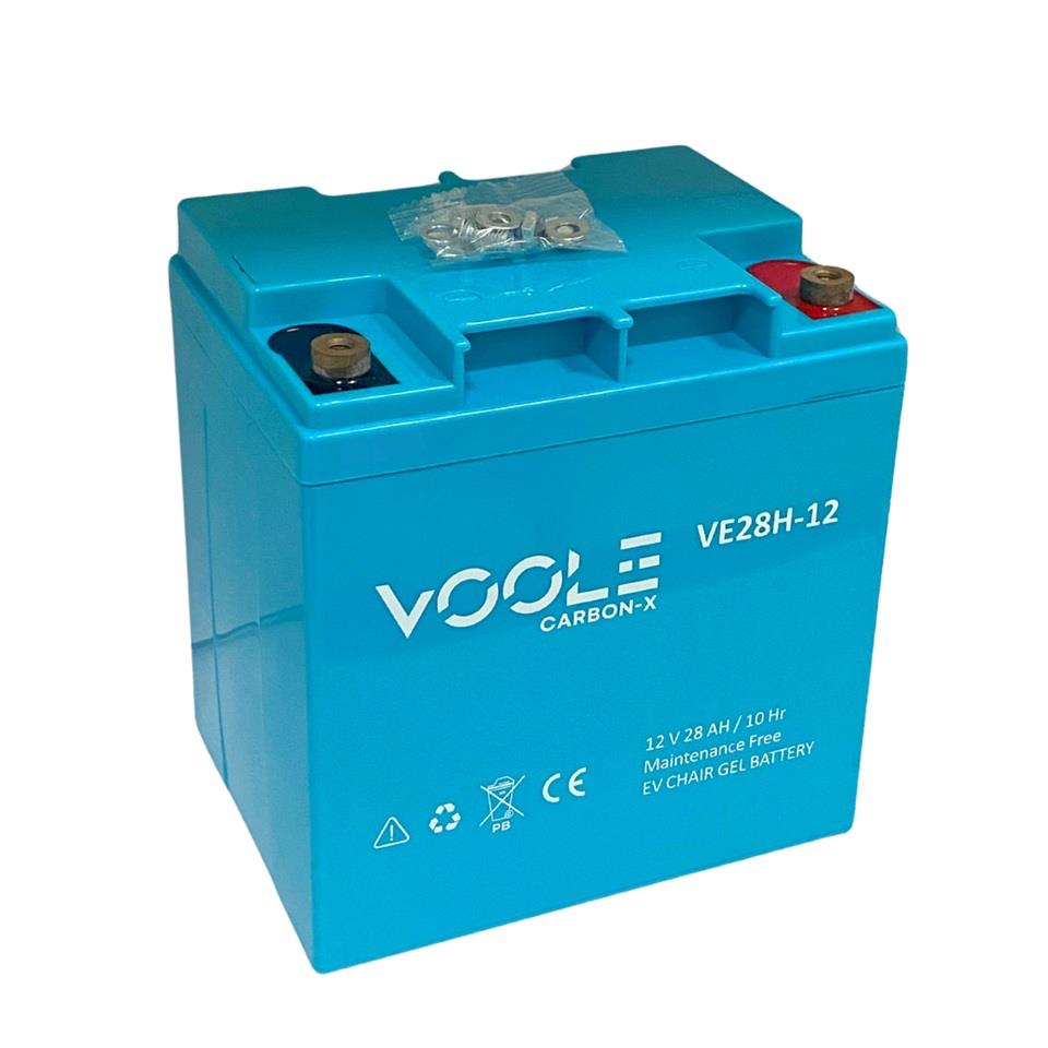VOOLE 12V 28 AH ENGELLİ ARAÇ AKÜSÜ JEL CARBON-X EV CHAIR GEL BATTERY (166*126*175) (7,7 KG) DİKEY