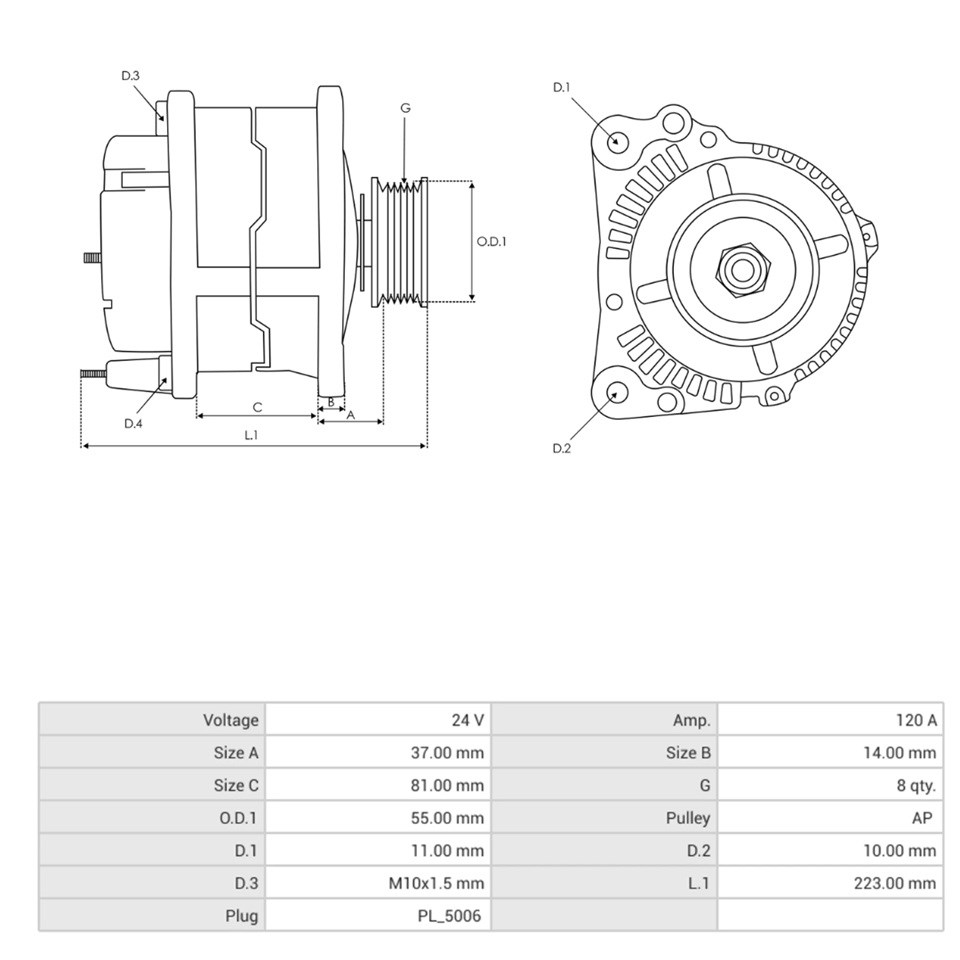 PRESTOLITE 24V ALTERNATÖR DİNAMO 120 A (SOKETLİ 5 FİŞ) (W-L-IG-DFM)