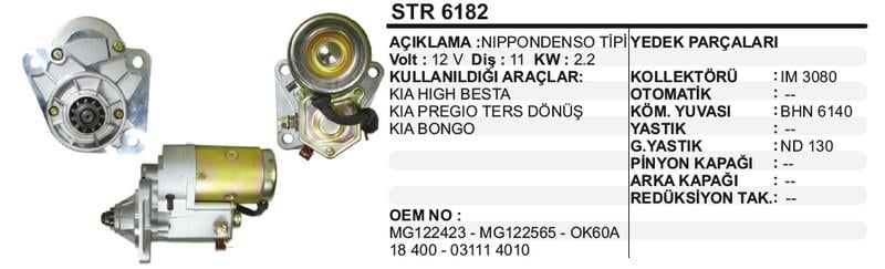 12V MARŞ MOTORU NIPPON DENSO TİPİ 11 DİŞ 2.2 KW TERS KIA HI BESTA
