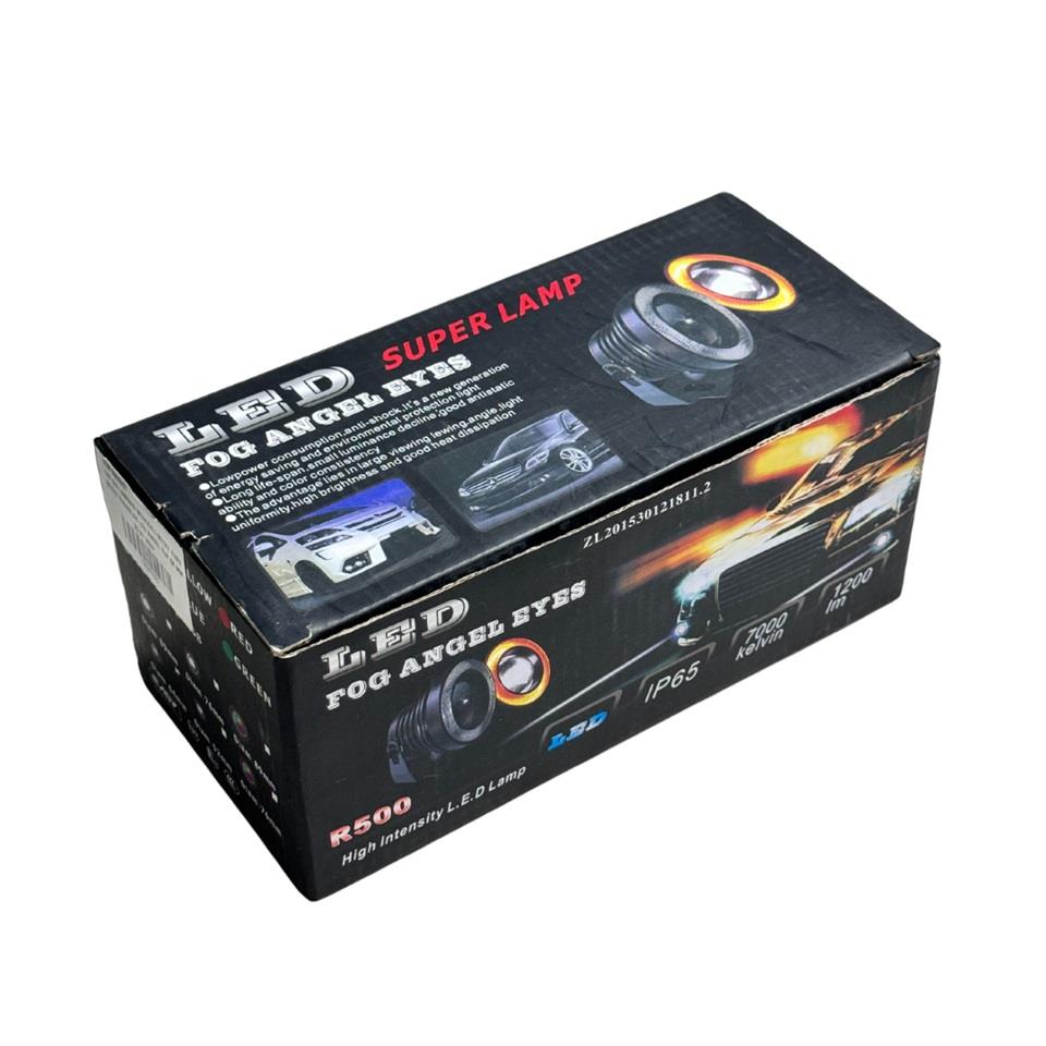 12V SİS LAMBASI MERCEKLİ BEYAZ YUVARLAK LED ANGEL TÜP 63 MM (2 AD)