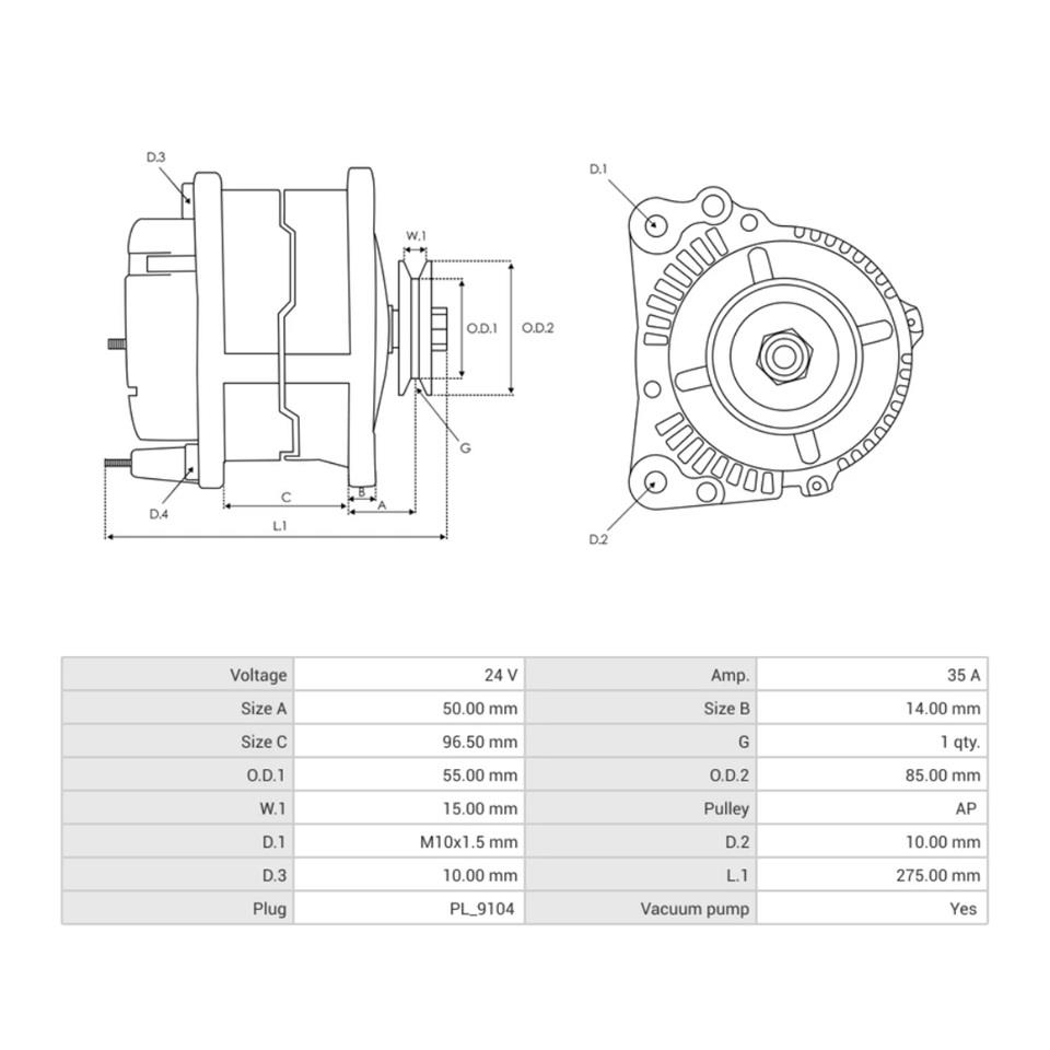 24V ALTERNATÖR DİNAMO 55 A (VAKUMLU) HINO KAMYONET FB 112