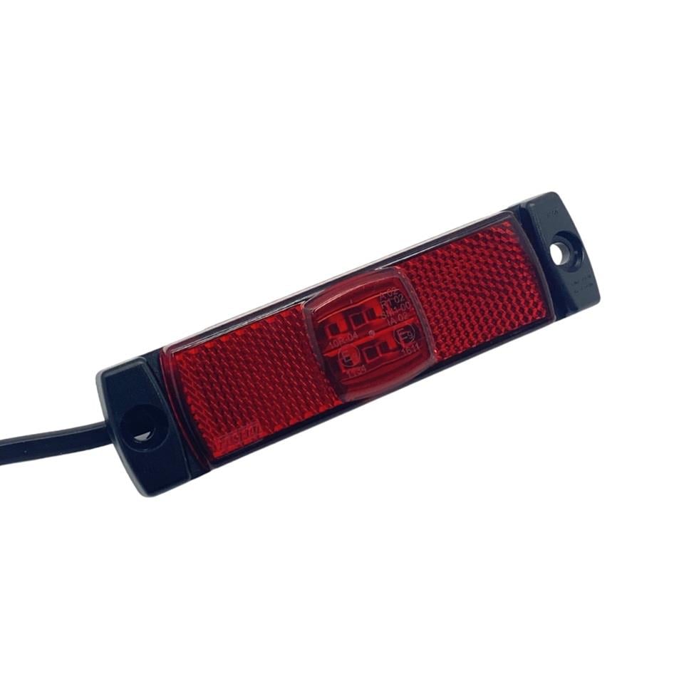 FRISTOM 12V-24V YAN İKAZ LAMBASI (SİDE MARKER) LEDLİ KIRMIZI KRONE TİP DORSE (130*32 MM) E9