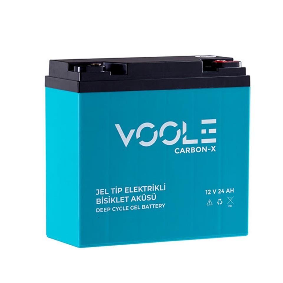 VOOLE 12V 24 AH ELEKTRİKLİ BİSİKLET AKÜSÜ DEEP CYCLE GEL BATTARY CARBON-X (181*77*170) (6.60 KG)