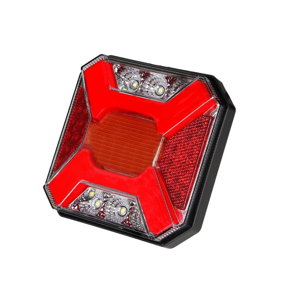 12V-24V STOP LAMBASI KARE (NEON LEDLİ) (4 FONKSİYONLU) (140*140 MM)