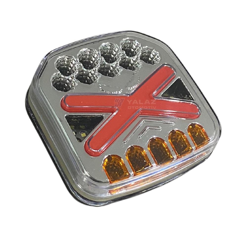 24V STOP LAMBASI (NEON LEDLİ) (KAYAR SİNYALLİ) (4 FONKSİYONLU) (127*127*45 MM)