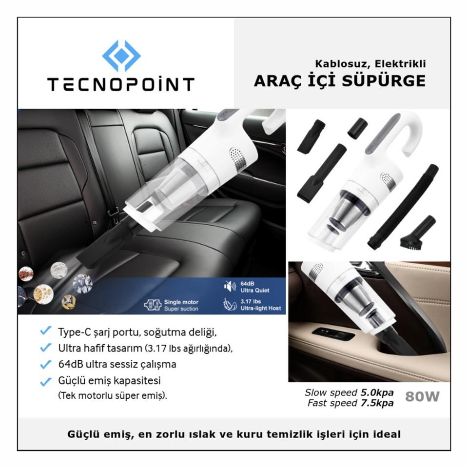 12V ARAÇ SÜPÜRGESİ 80W (KABLOSUZ ŞARJLI)