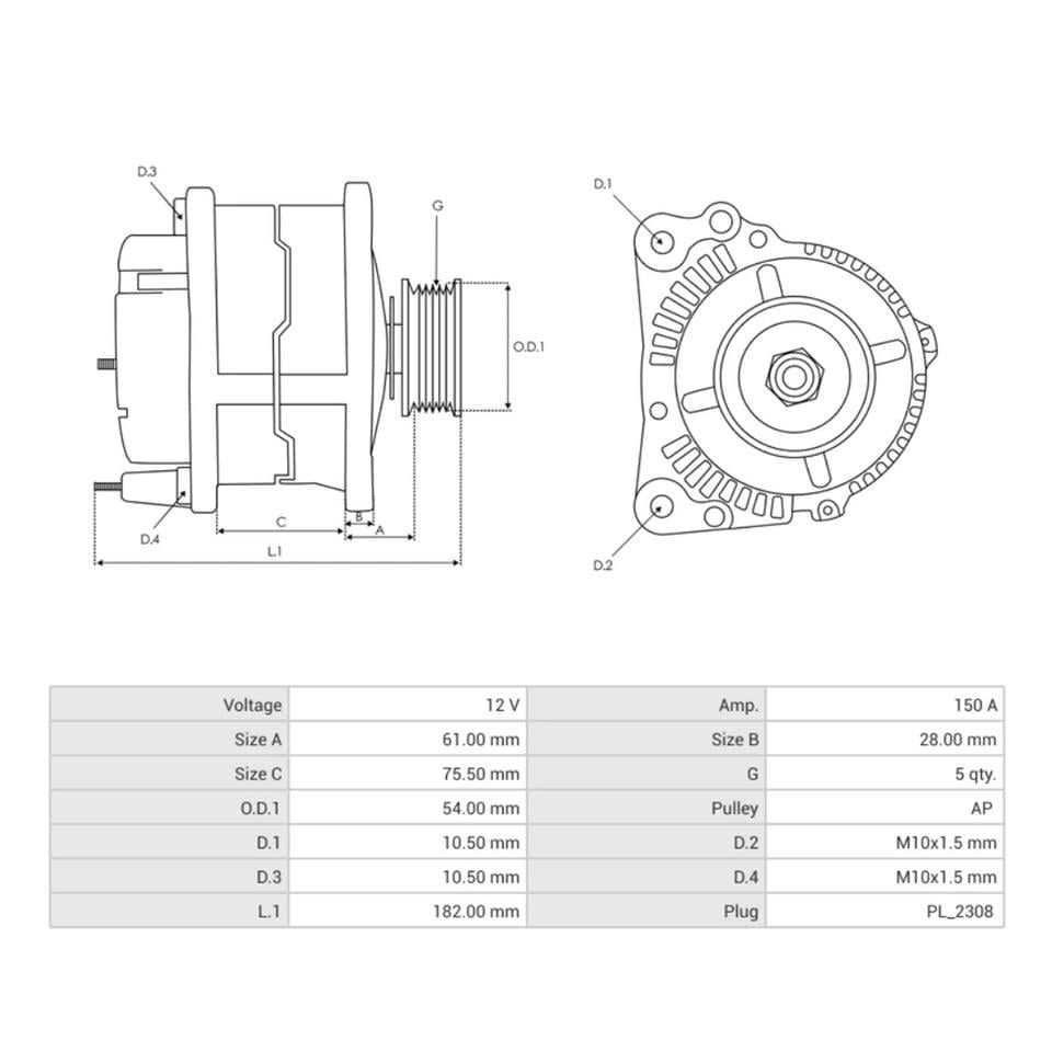 12V ALTERNATÖR DİNAMO VALEO TİPİ  150 A (L DFM) BMW 3 SERİSİ- LAND ROVER FREELANDER I 