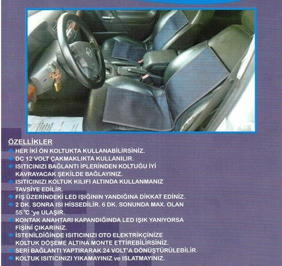12V KOLTUK ISITICI MINDER (ÇAKMAK FİŞLİ)