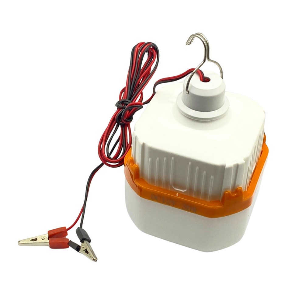 12V SEYYAR LAMBA LEDLİ 30W (1.5 MT KABLOLU KROKODİL MAŞALI) (BEYAZ)