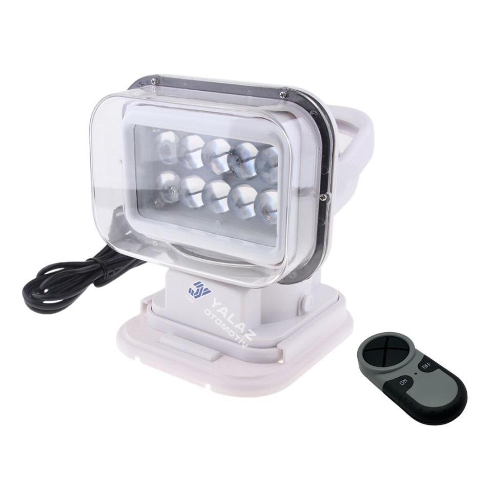 12V-24V PROJEKTÖR 50W LED IŞIK BEYAZ (360C° DÖNERLİ-KUMANDALI) (ÇAKMAK FİŞLİ) (230*220*133 MM)