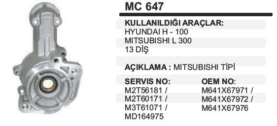 MARŞ PİNYON KAPAK MITSUBISHI TİPİ MITSUBISHI L300 EM (13 DİŞ)