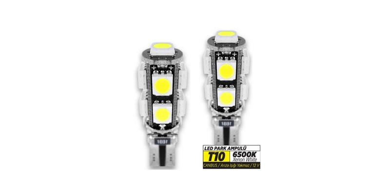 12V DİPSİZ AMPUL T10 (9 LEDLİ) BEYAZ 6500K CB (2 AD)