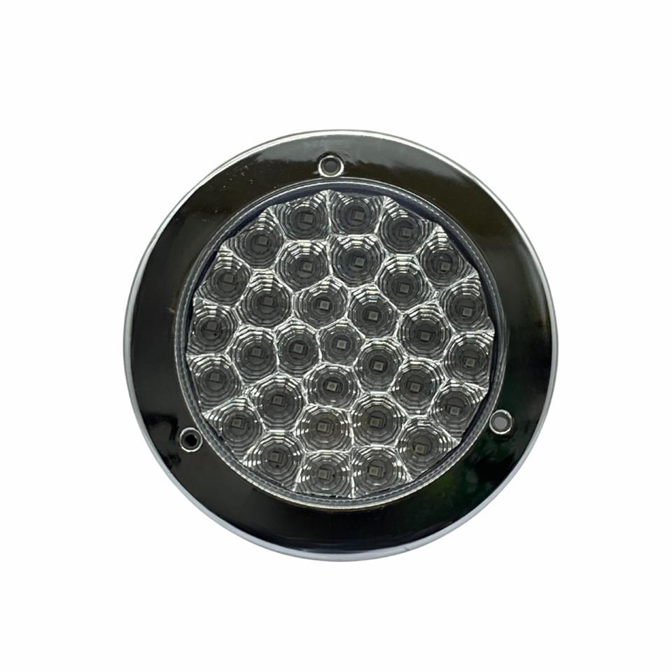 24V STOP LAMBASI YUVARLAK (LEDLİ) (3 FONKSİYONLU) (KIRMIZI-SARI) (153*40 MM) (NİKELAJ)