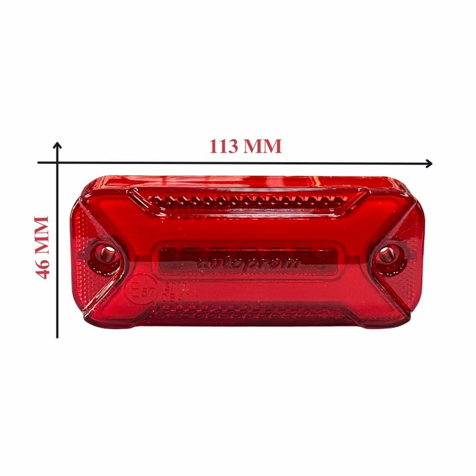 24V YAN İKAZ-POZİSYON LAMBASI DORSE SİDE MARKER KIRMIZI (2 FONKSİYONLU) (NEON LEDLİ) (113*46 MM)