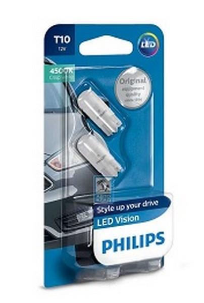 PHILIPS 12V DİPSİZ AMPUL T10 TEK LEDLİ BEYAZ 4500K (2 AD)
