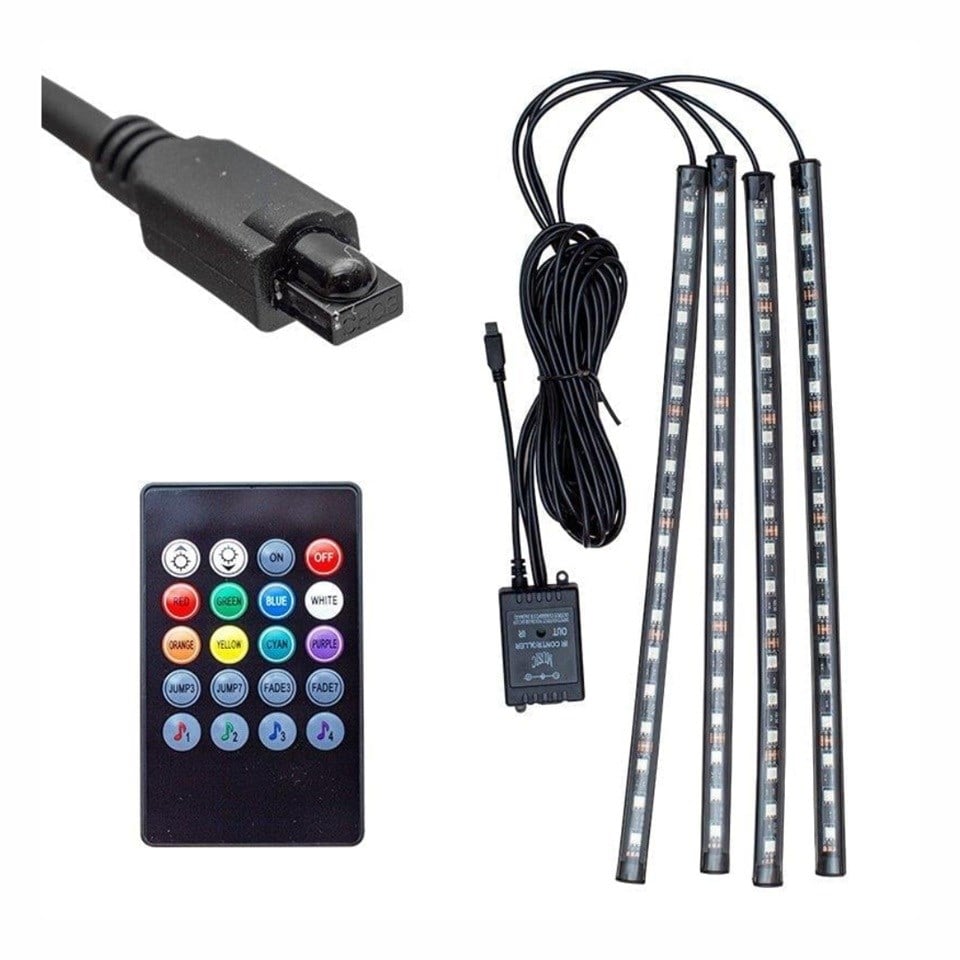 12V AYAK ALTI LAMBA 4LÜ SESE DUYARLI (KUMANDALI) ÇAKMAK FİŞLİ