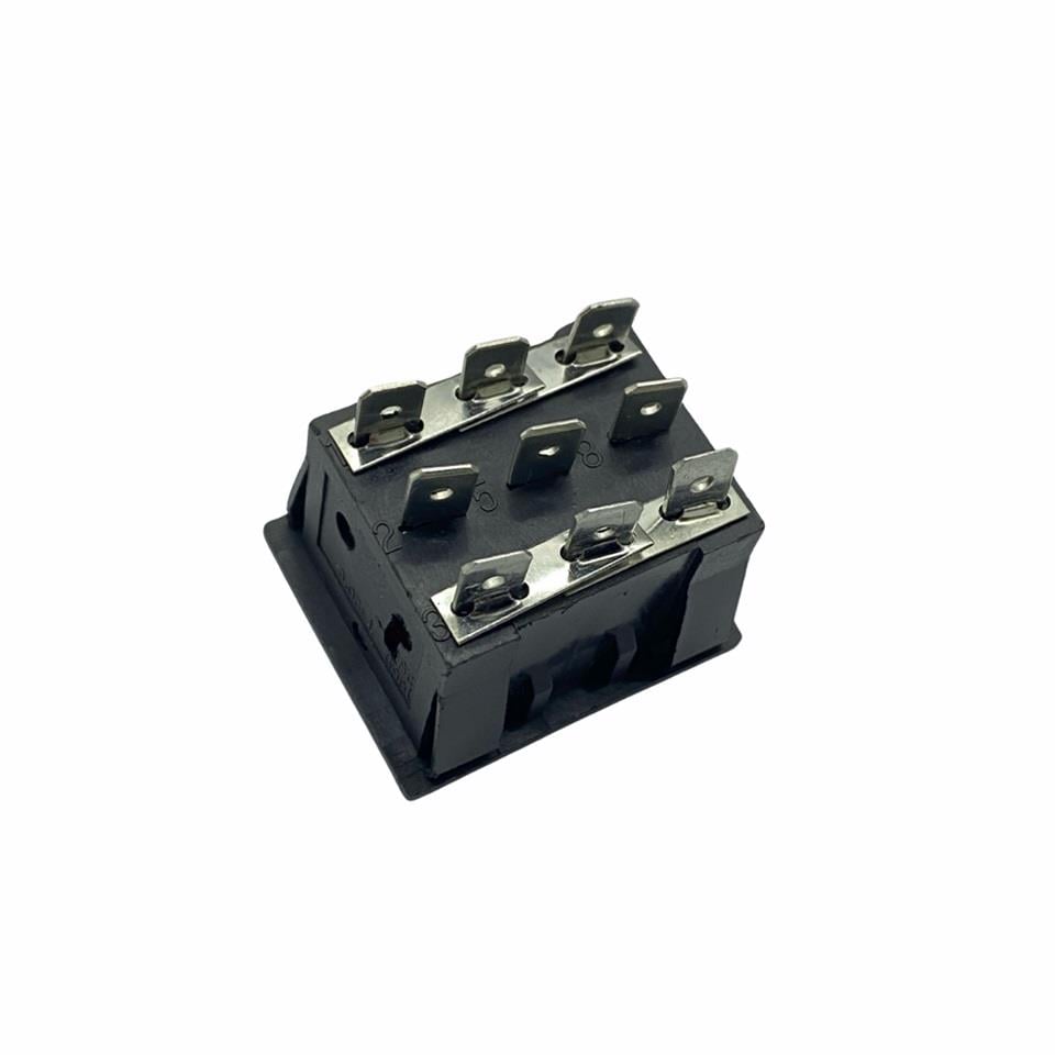 TUŞLU ANAHTAR ÜÇLÜ KARE TİP IŞIKLI (9 FİŞ) (ON-OFF) (15A 250V / 20A 125V AC)