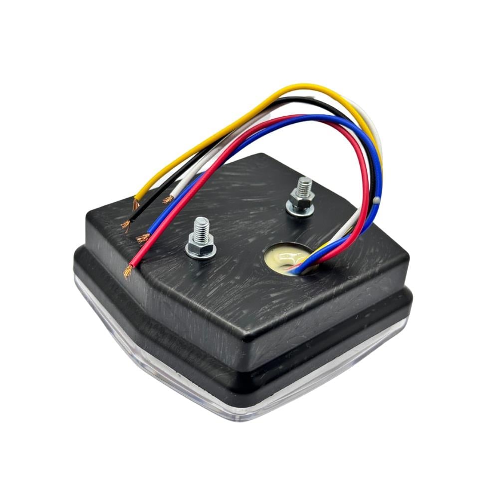12V STOP LAMBASI MİNİ KARE (NEON LEDLİ) (4 FONKSİYONLU) (98*92*42 MM)