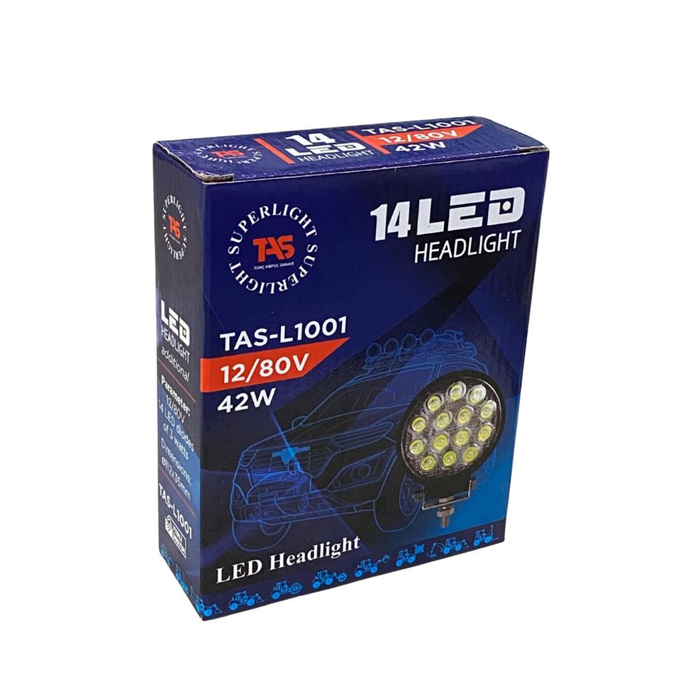 10V-80V ÇALIŞMA LAMBASI YUVARLAK 42W (14 LEDLİ) (114*25 MM)