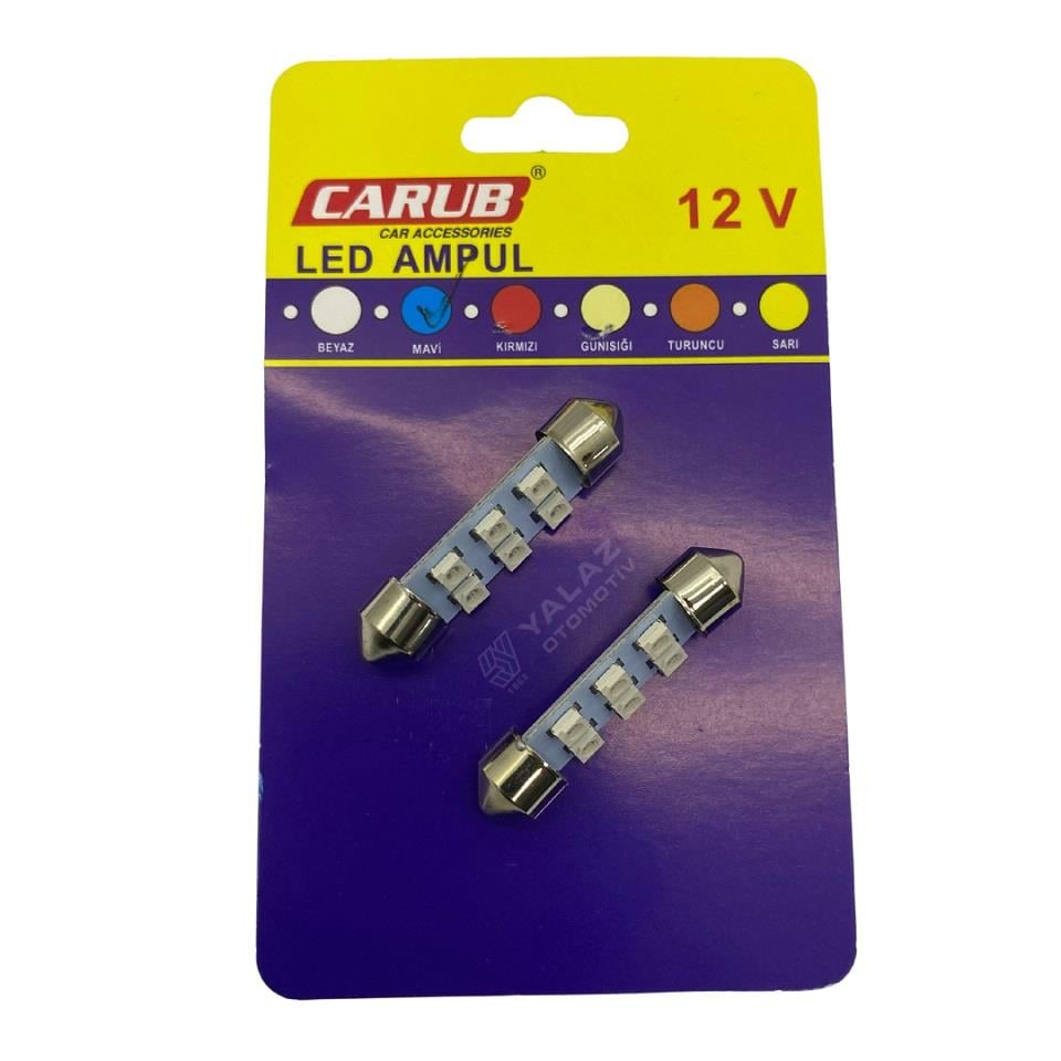 12V SOFİT AMPUL 6 LEDLİ MAVİ (39 MM) (2 AD)