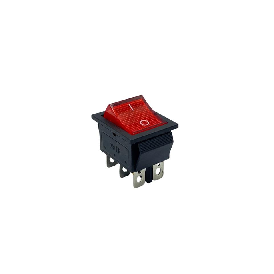 TUŞLU ANAHTAR IŞIKLI KARE (BÜYÜK BOY) (6 FİŞ) (ON/OFF) (16A 250V / 20A 125V AC)