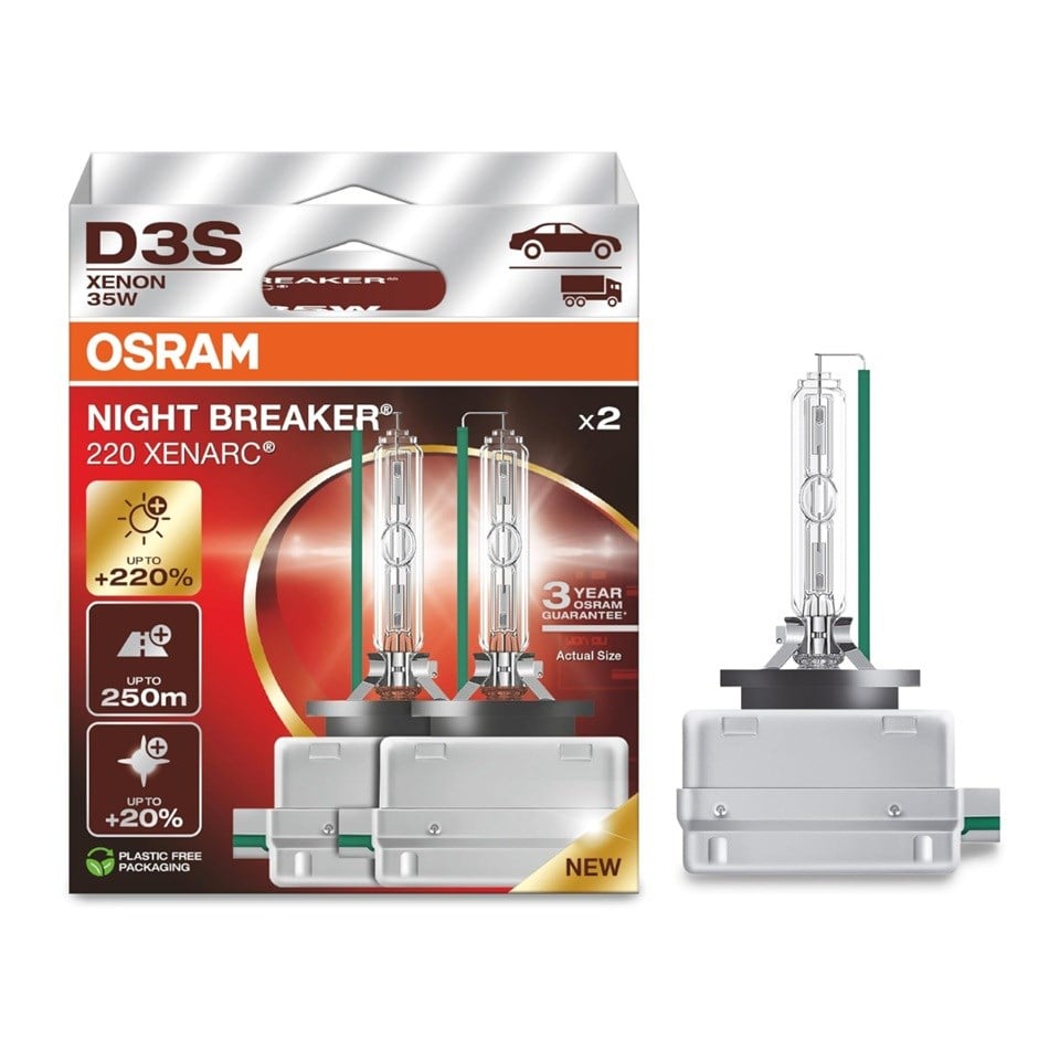 OSRAM XENON AMPUL D3S 35W +%250 FAZLA IŞIK +%20 BEYAZ IŞIK 4400K (2 AD)