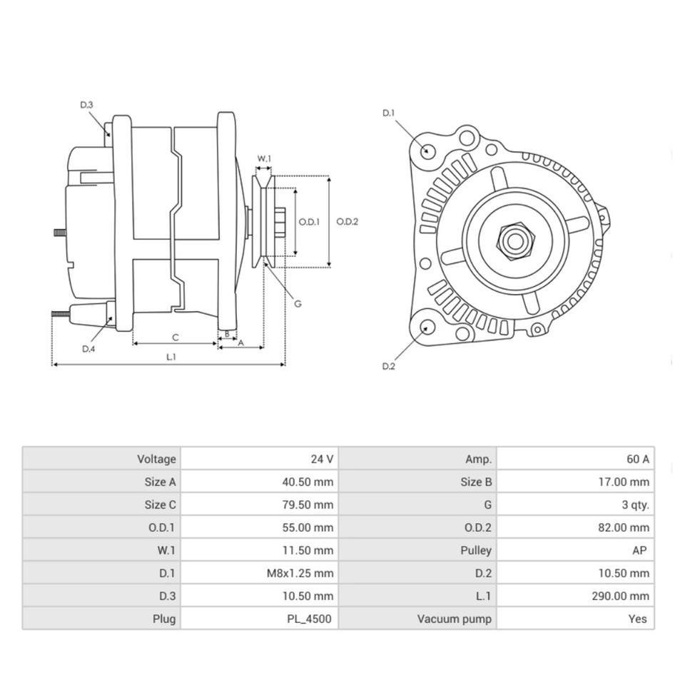 24V ALTERNATÖR DİNAMO 45 A (3 FİŞ) (S-L-IG) ISUZU CHAMPION OTOBÜS