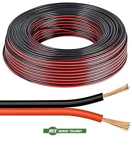 MURAT 2 X 1 MM ÇİFTLİ HOPARLÖR KABLOSU (KIRMIZI-SİYAH) (1 MT)