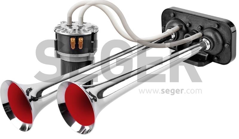 SEGER 12V 2'Lİ HAVALI KORNA FALA-FALA (KROM) (KOMPRESÖRLÜ)