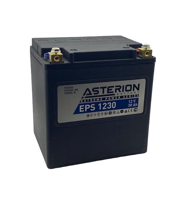 ASTERION 12V 30 AH MOTOSİKLET AKÜSÜ AGM SİYAH (168*126*175 MM) (YIX30L-BS)