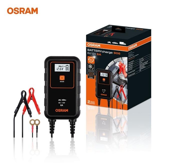 OSRAM 6V-12V ŞARJ REDRESÖRÜ (AKILLI AKÜ ŞARJ CİHAZI) OTOMATİK 6 A (6V-3 A / 12V-6 A) (+ AGM)