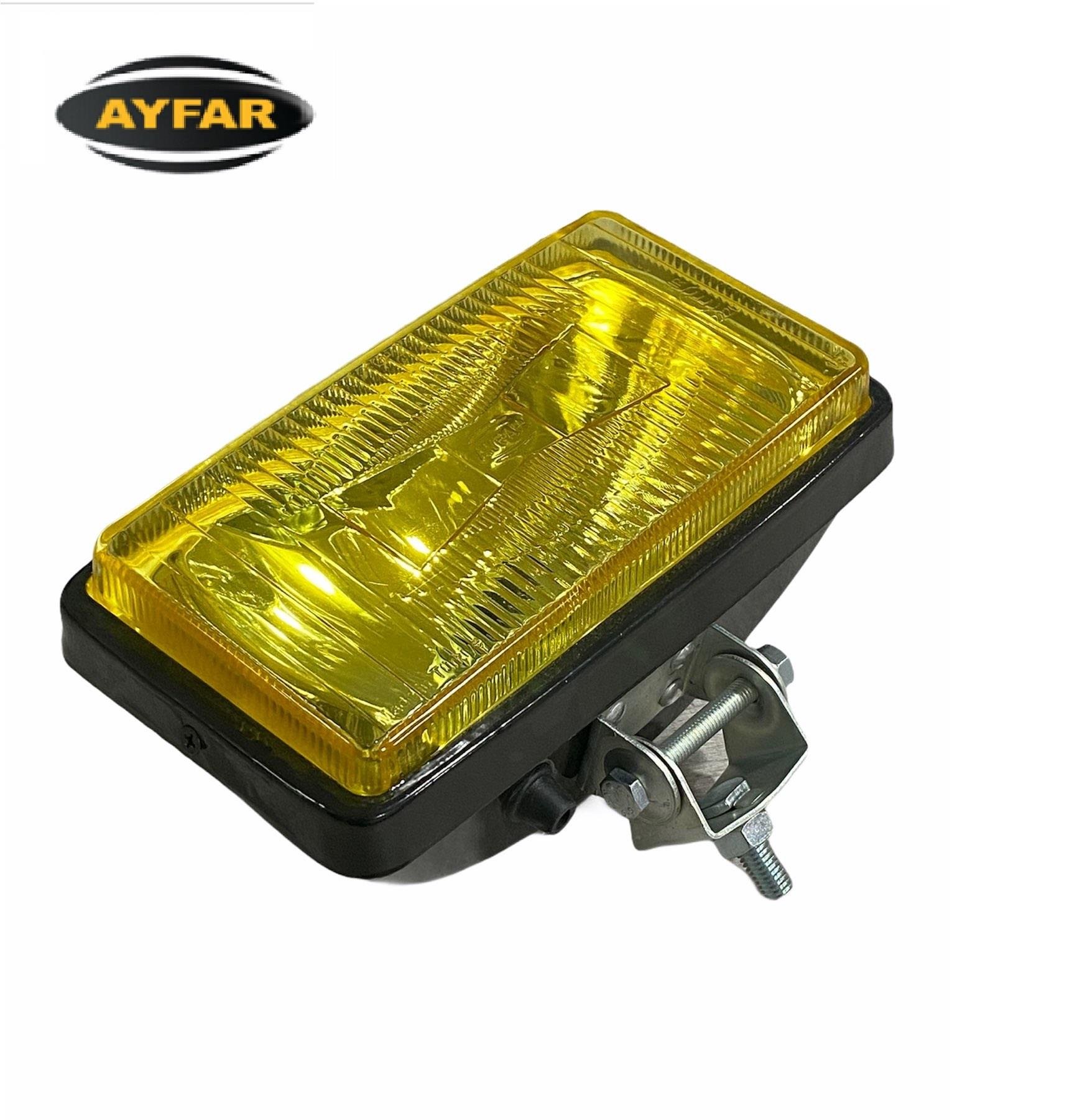 AYFAR SİS LAMBASI DİKDÖRTGEN BÜYÜK SARI METAL (KAPAKSIZ) (DESENLİ CAM) (223*127*96 MM)