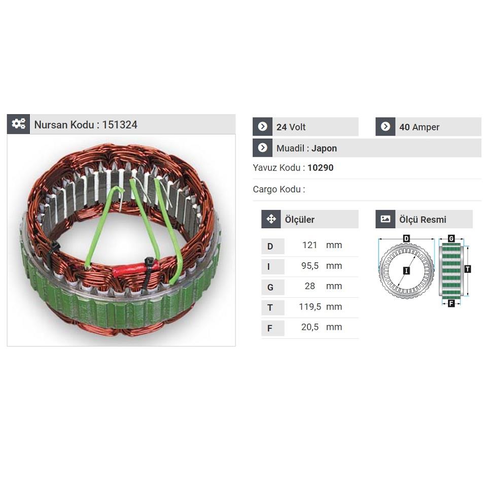 24V ALTERNATÖR STATÖR MITSUBISHI TİPİ 40 A