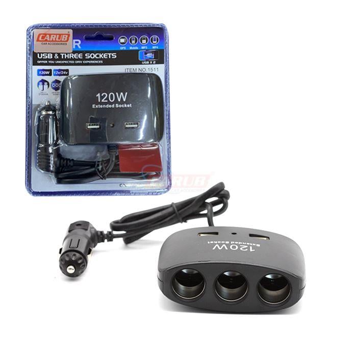 12V-24V ÇAKMAK SOKETİ (ENERJİ SOKETİ) (ÇAKMAK 3 + USB 2) (KABLOLU)