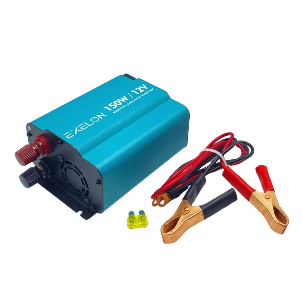 EXELON 12V DC > 220V AC İNVERTER 150W (MODİFİYE SİNÜS) (USB ÇIKIŞLI-MAŞALI)