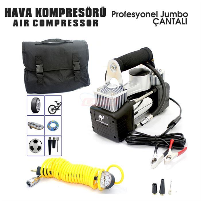 12V LASTİK ŞİŞİRME HAVA KOMPRESÖRÜ METAL ÇİFT PİSTONLU 150 psi