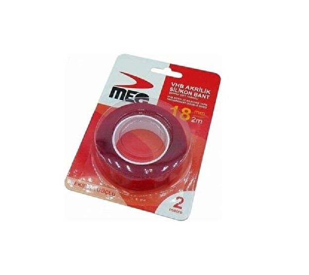 ÇİFT TARAFLI BANT 18 MM X 2 MT (ŞEFFAF) (SİLİKONLU)