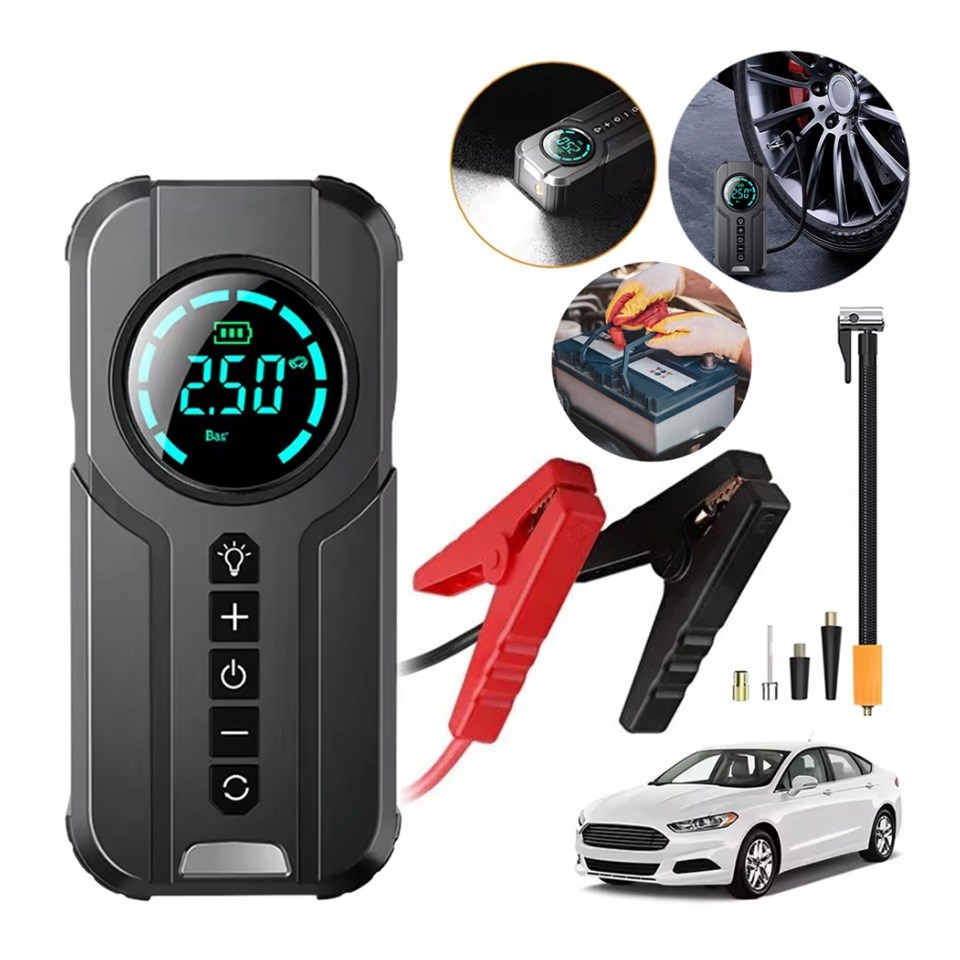 12V AKÜ TAKVİYE CİHAZI (1000A) LASTİK ŞİŞİRME HAVA KOMPRESÖRÜ (POWERBANK) (LED IŞIK-ÇAKARLI)